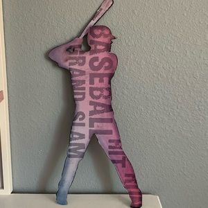 Metal baseball player wall hanging